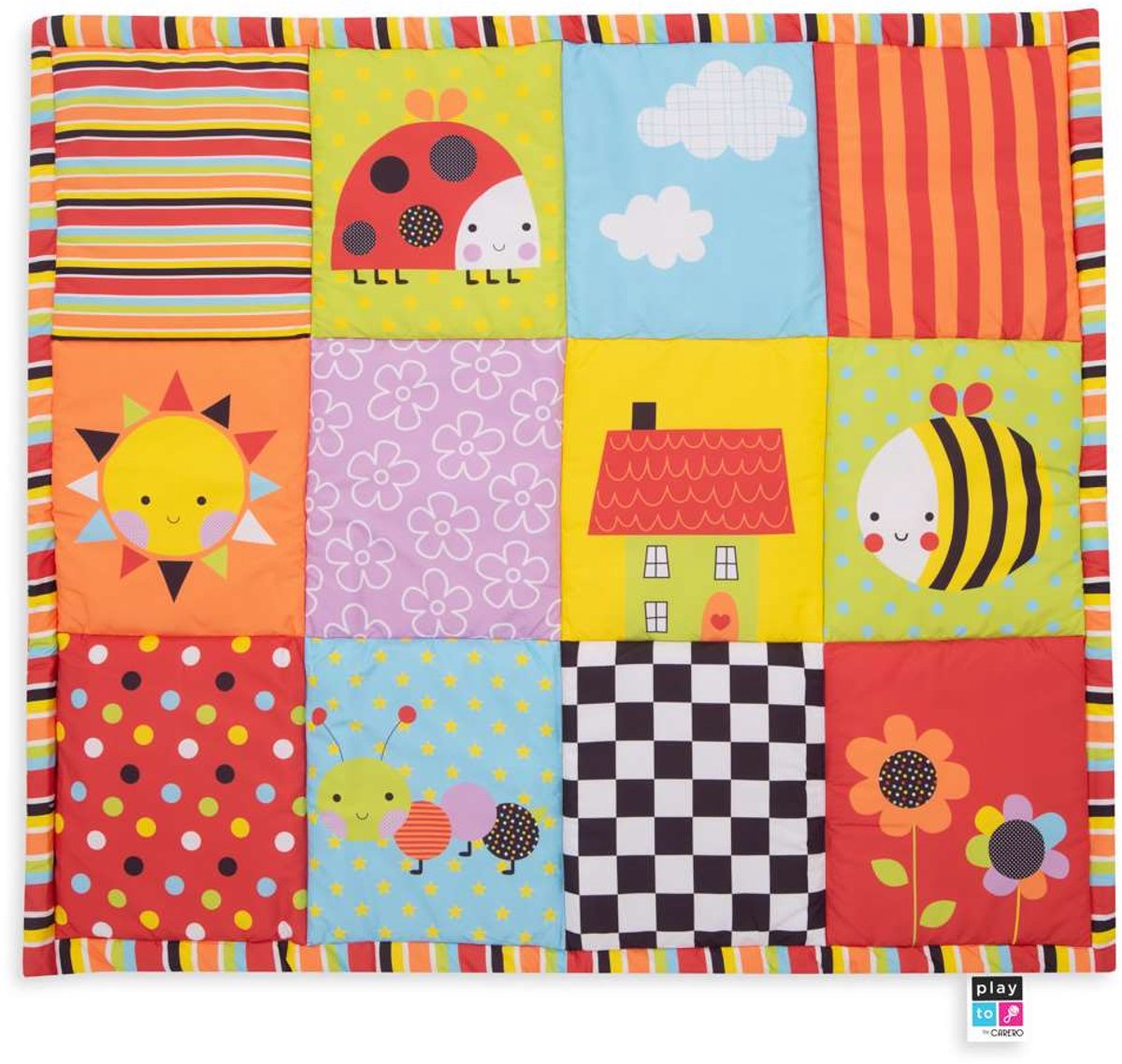 PlayTo - Kleurrijk Babykleed - Patchwork Ontwerp - Baby speelkleed - Vrolijke Patronen - Comfortabel Speelkleed - Kinderkamer Decoratie - Spelkleed - Interieuraccessoires - Verkleedkleed