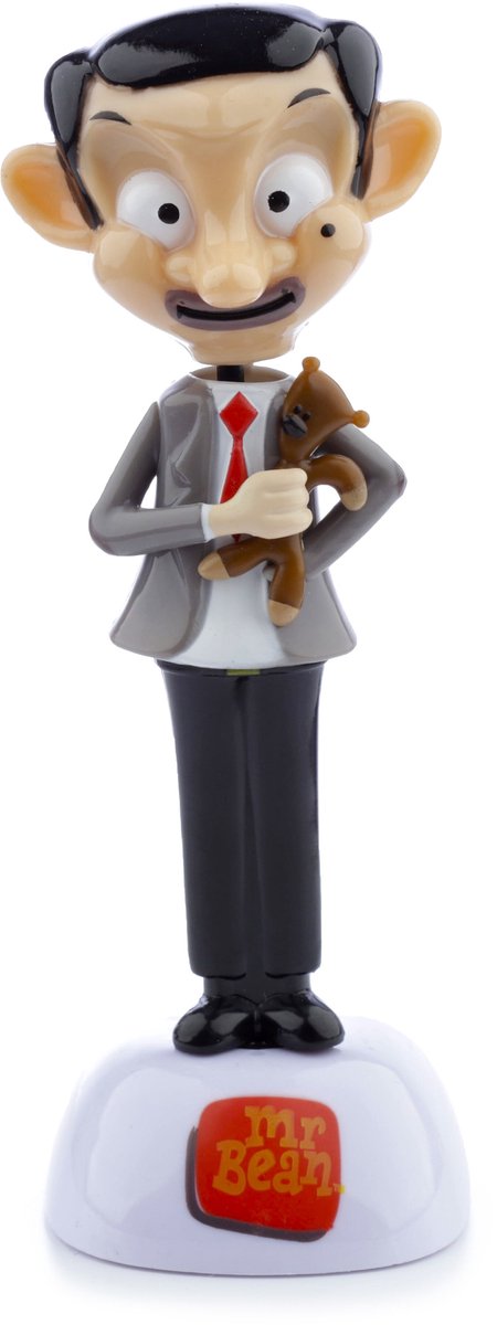 Puckator Solar bewegend figuur - Mister Bean - kunststof - 12 cm - cadeau - gadget - met Teddy