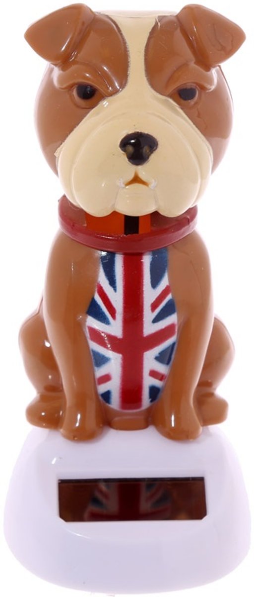 Solar UK Bulldog hond. De hond beweegt bij zonlicht en kunstlicht.