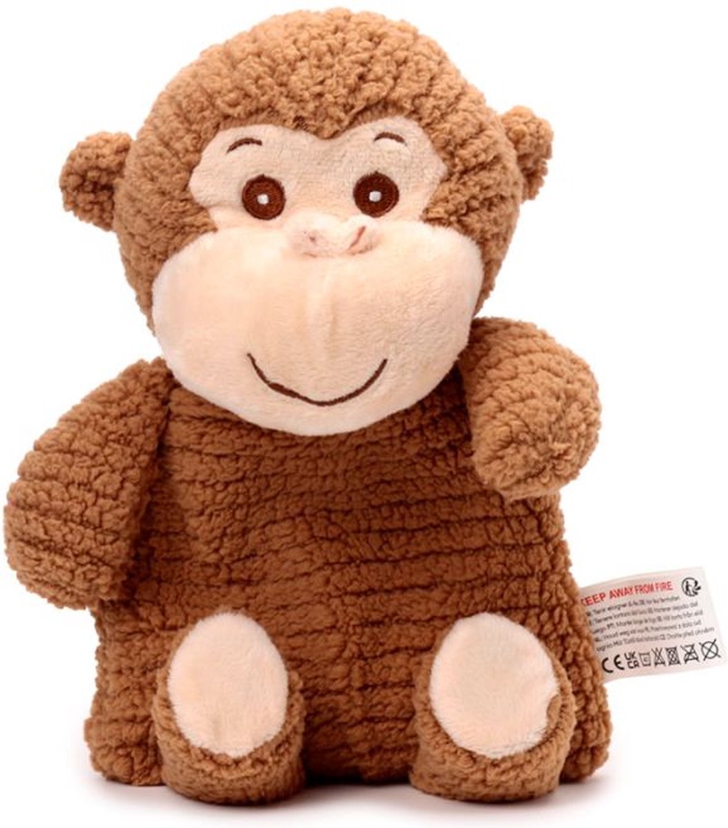 Warmteknuffel aap warmie 32x20 cm - magnetronknuffel / opwarmknuffel aap - bruin