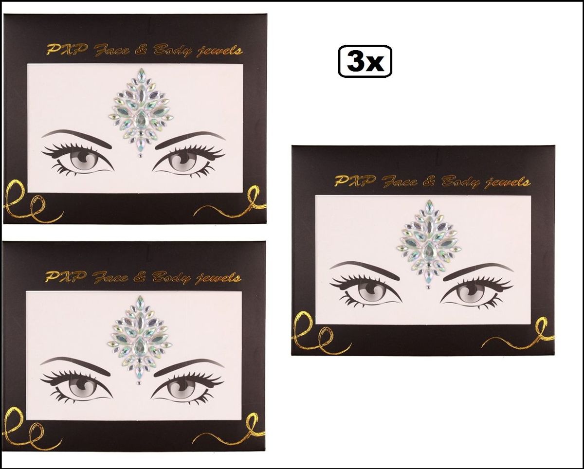 3x Face & Body Jewels All-In-One Glitter sticker Model A