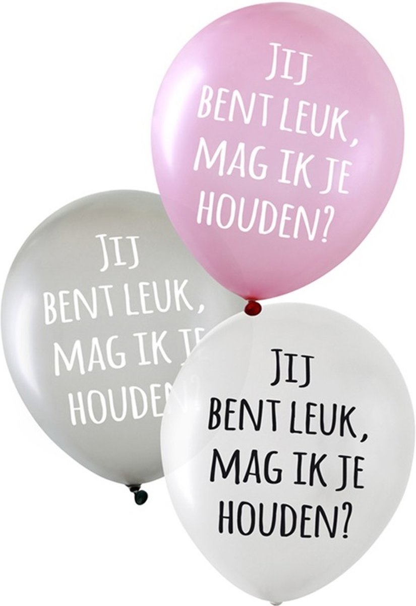 Ballonnen Jij bent leuk, Mag ik je houden? 36 cm 6 stuks