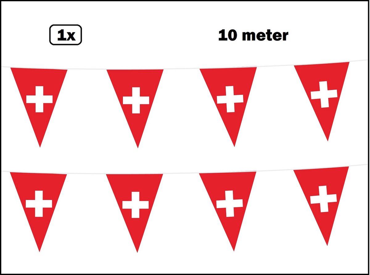 Vlaggenlijn Zwitserland 10 meter - Landen EK WK zwitser festival thema feest fun