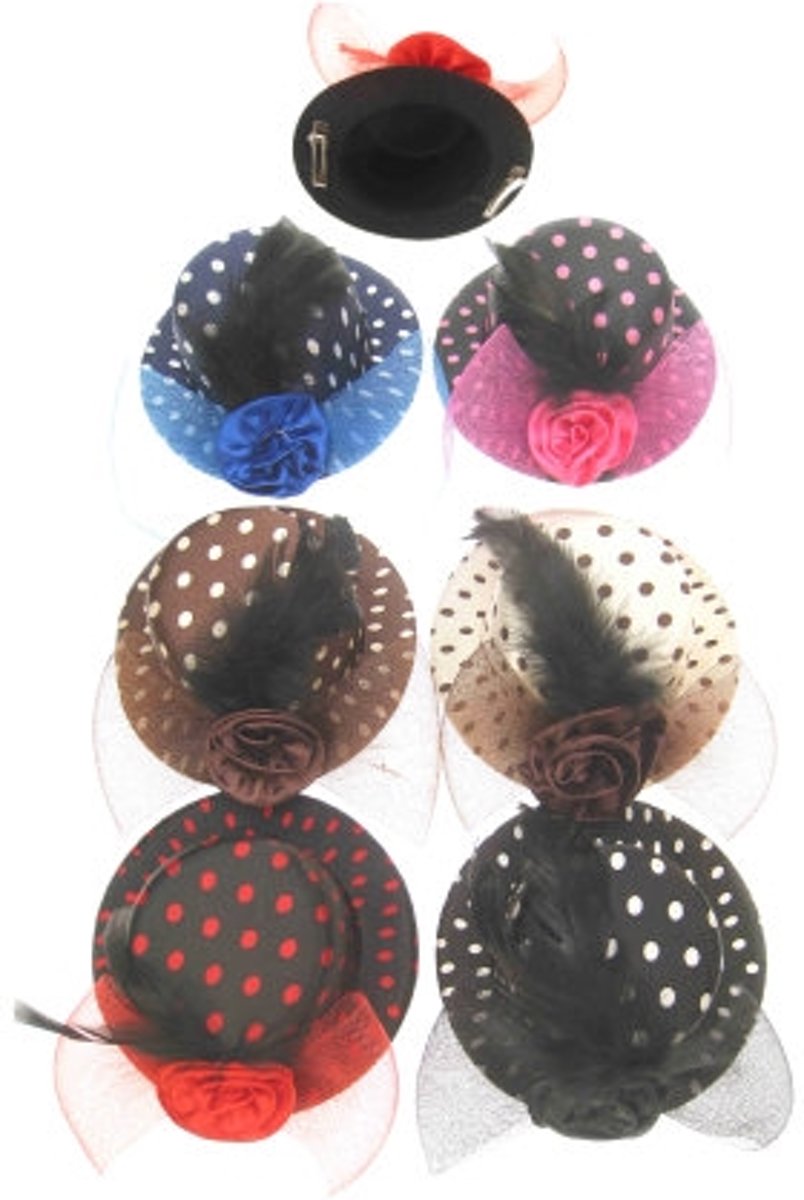 minihoedje met stippen - haarclip