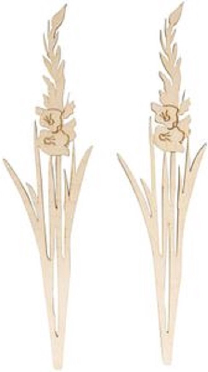 Rayher Silhouette gladiool 64028505 - Houten silhouettes. Model gladiolen, blank hout. Dikte ca. 3mm. Formaat 20cm. Per 2 stuks.