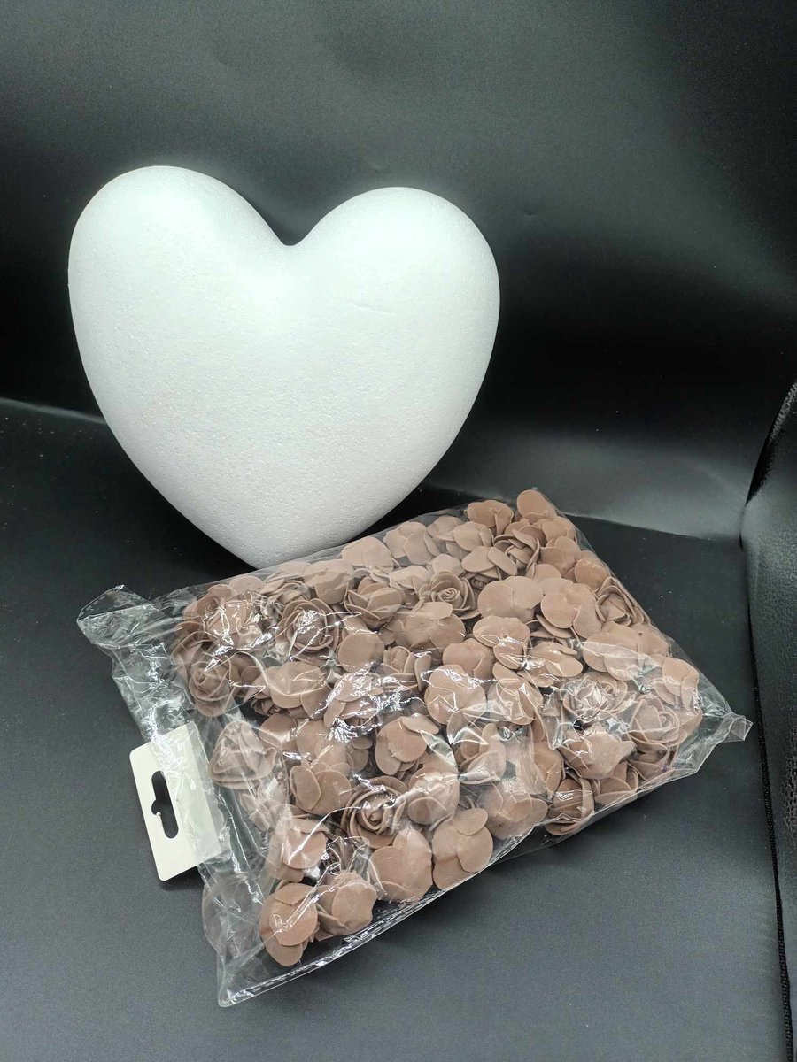 Rozen hart - Flower hart - Bloemen hart - 25 cm - decoreer je eigen hart - Bruin