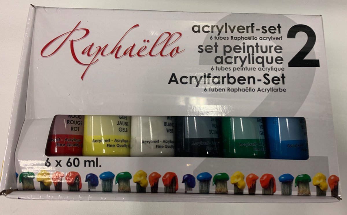 Raphaello Acrylverf-set - 6 Kleuren - 60ml per kleur