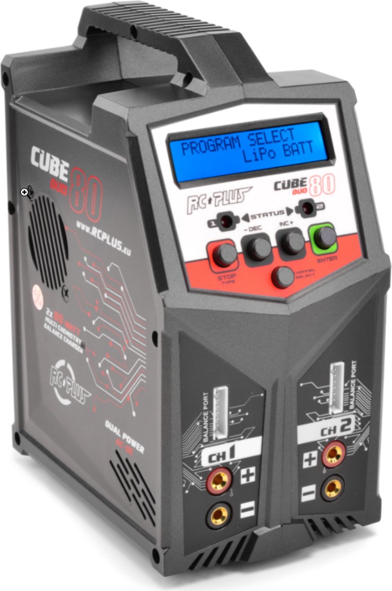RC Plus - Cube 80 Duo Charger - AC-DC - 2x 80W - 2x 6S Lixx - 15 Nixx - 20V PB