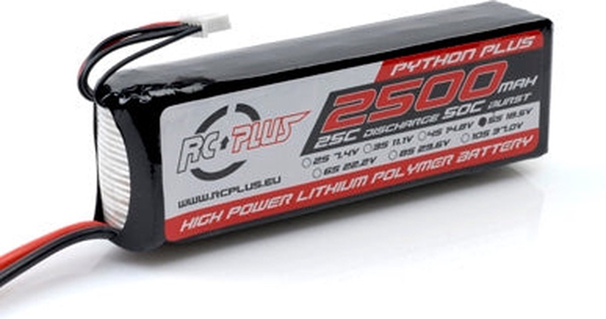 RC Plus - Li-Po Batterijpack - Python Plus 25-30C - 2500 mAh - 5S1P - 18,5V - Deans Stekker