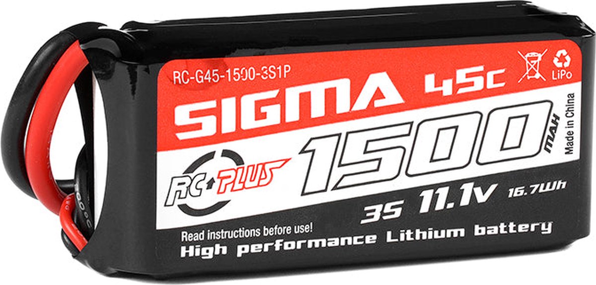 RC Plus - Li-Po Batterypack - Sigma 45C - 1500 mAh - 3S1P - 11.1V - XT-60