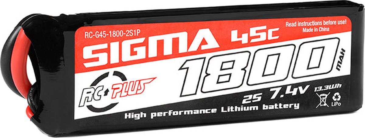 RC Plus - Li-Po Batterypack - Sigma 45C - 1800 mAh - 2S1P - 7.4V - XT-60