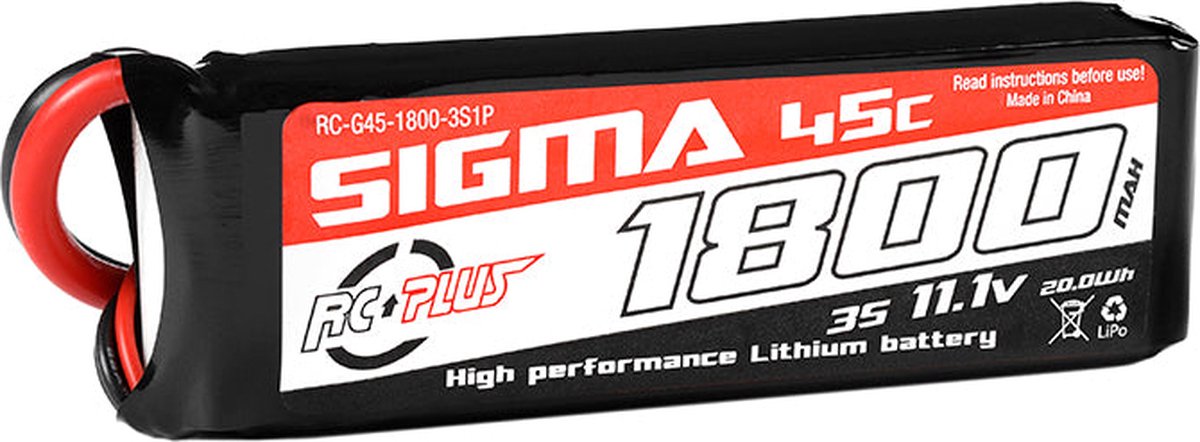 RC Plus - Li-Po Batterypack - Sigma 45C - 1800 mAh - 3S1P - 11.1V - XT-60