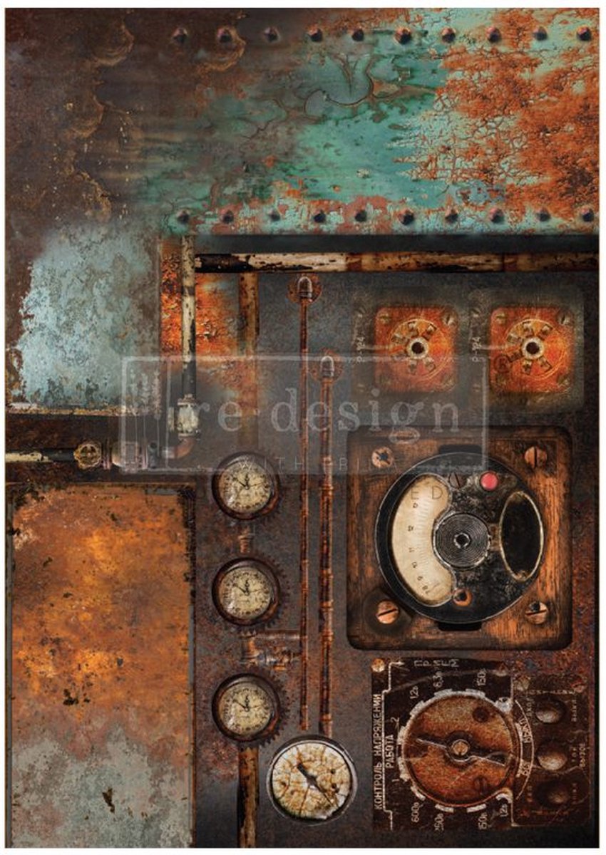 Redesign - Decoupage Fiber Paper A1 - Aged Machinery Elegance - 84,07 x 59,4cm