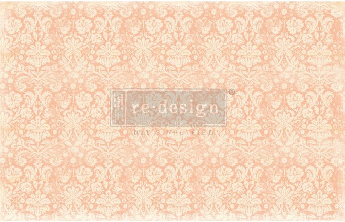 Redesign - Decoupage Tissue Paper - Peach Damask - 48.26 x 76,2 cm