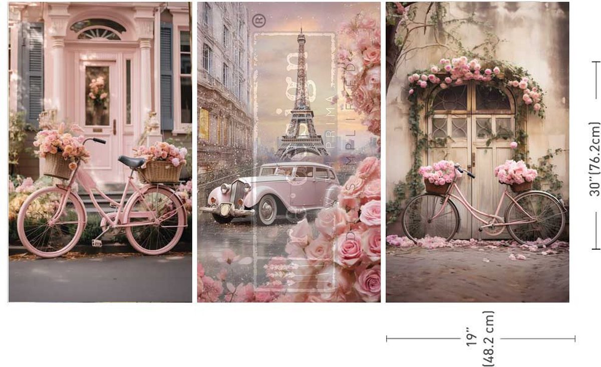 Redesign - Decoupage Tissue Paper PACK - Parisian Bloom Haven - 3vellen 48,2 x 76,2 cm