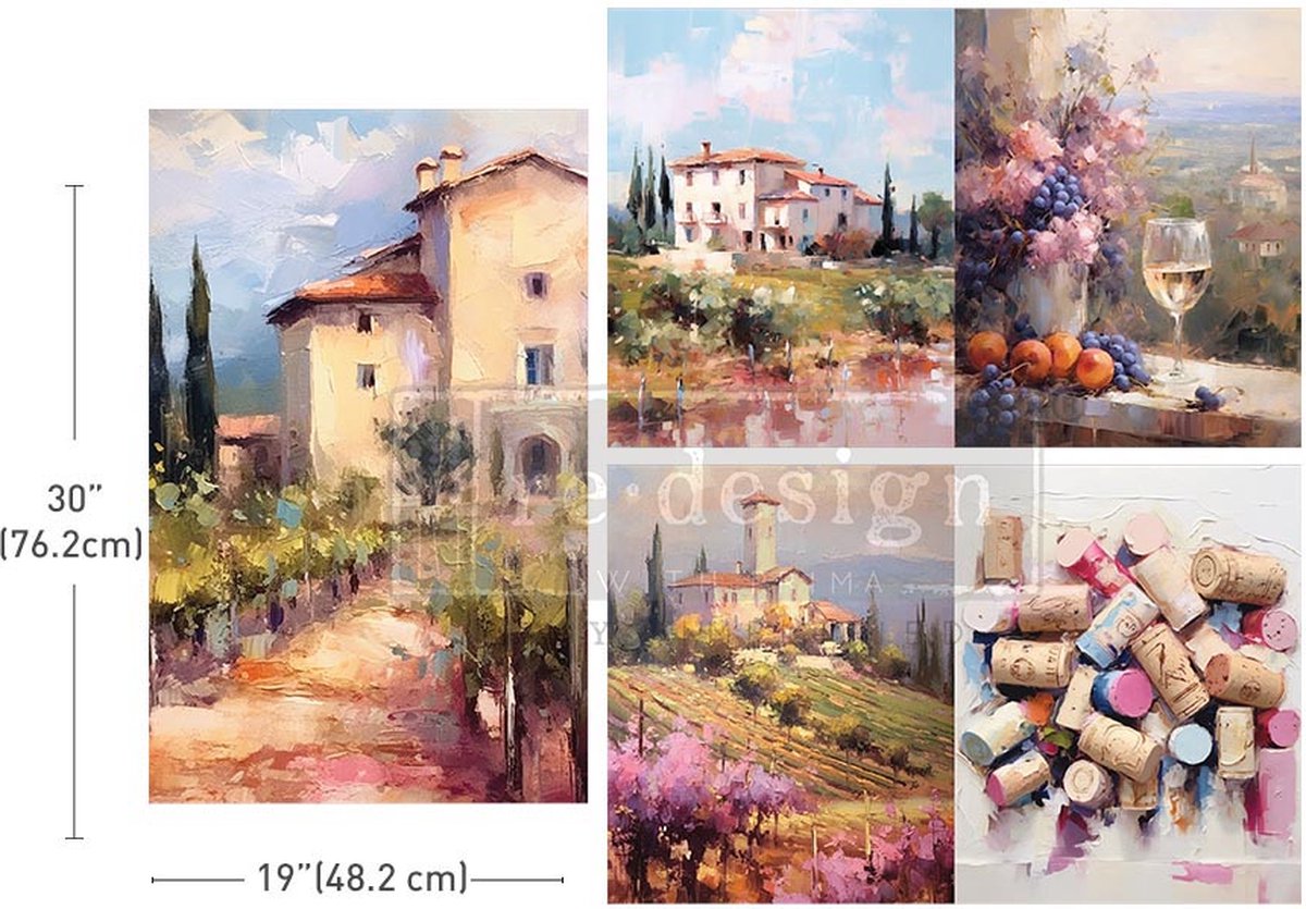 Redesign - Decoupage Tissue Paper PACK - Romantic Getaway - 3vellen 48,2 x 76,2 cm