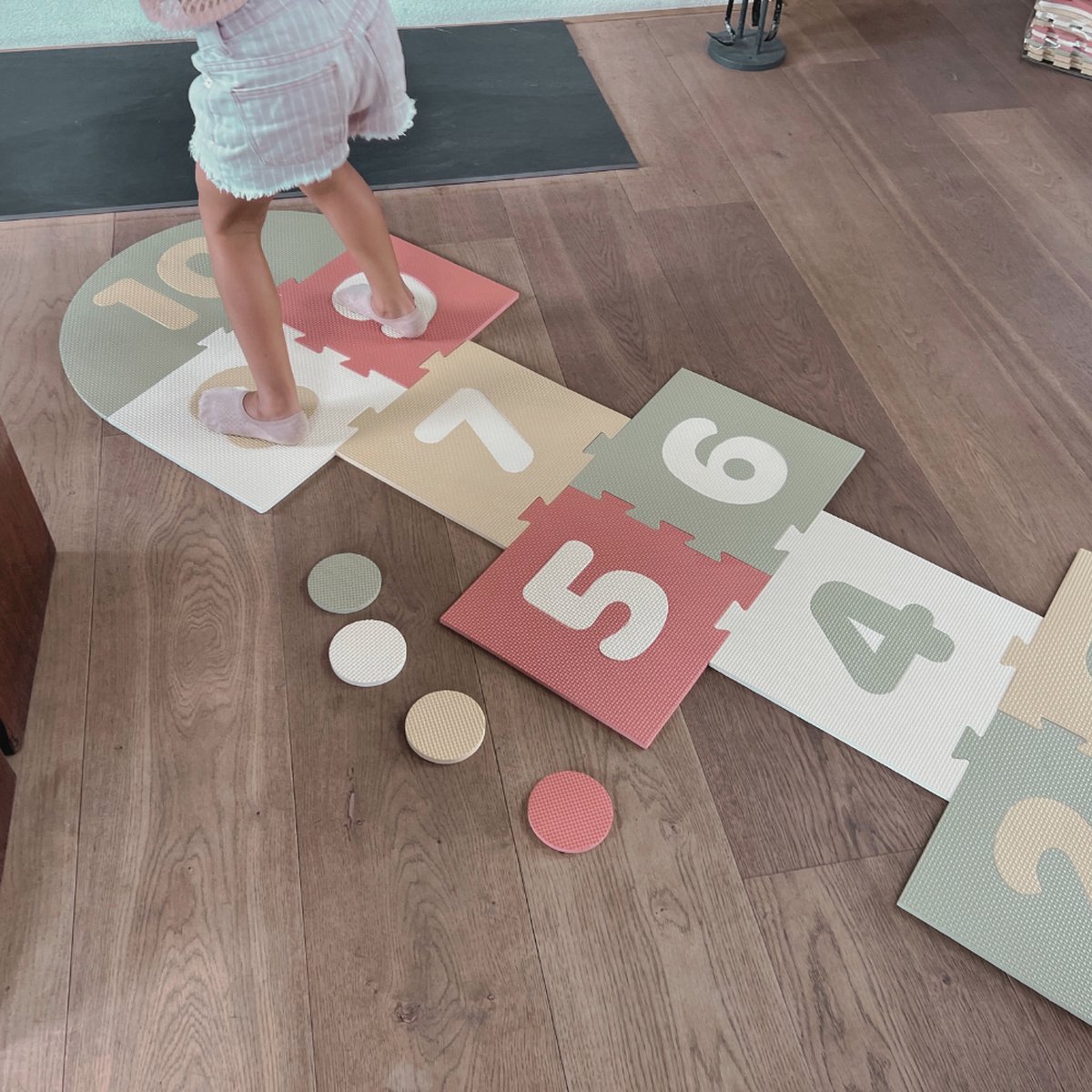 Roosly Speelmat - Speelkleed baby - babygym - Hinkelspel - Vloerpuzzel - Hinkelmat Inclusief Opbergtas - Pastel