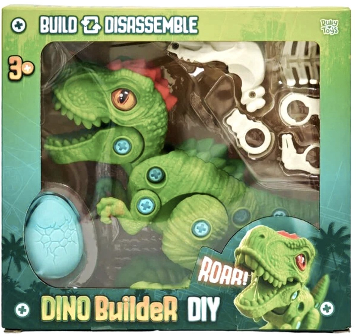 Ruby Toys - Dino Builder DIY met Geluid Build Disassemble - Groen - 3+jaar -