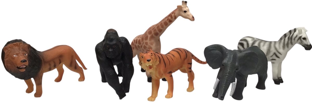 Safari speelfiguren - 6 stuks - wilde dieren - ca. 20 cm - speelgoed dieren