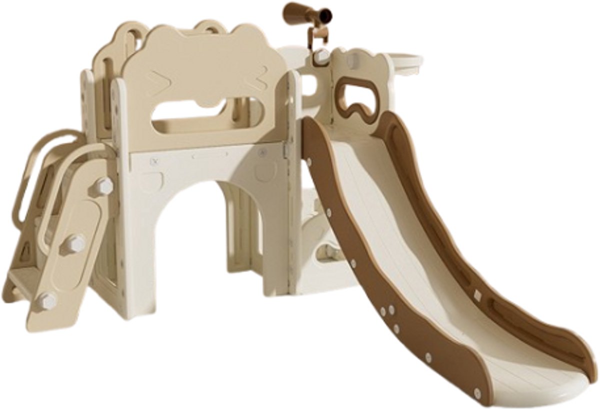 Speeltoestel Luxe Kasteel Crème/Bruin met glijbaan voor binnen en buiten - Peuter - Kleuter