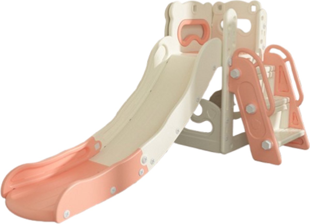 Speeltoestel Toren 3 in 1 Crème/Peach Roze met glijbaan voor binnen en buiten - Peuter - Kleuter