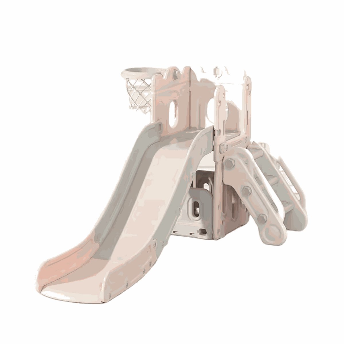 Speeltoestel Toren 3 in 1 Roze met glijbaan en basket voor binnen en buiten in de tuin - Peuter - Kleuter