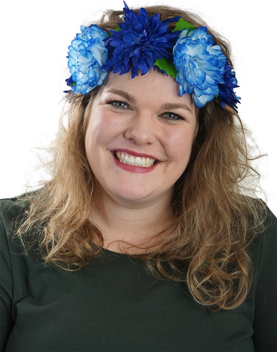Salvaro LED Bloemenkroon Blauw  - Halloween - Kerst - Carnaval -  Oktoberfest / Oktoberfeest - Feest & Gala
