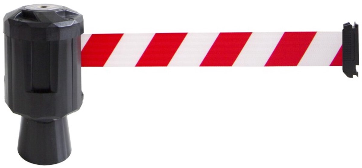 Verlengbare riem met universele kegadapter - 2m/50mm rood/wit voor bouwplaatsbeveiliging