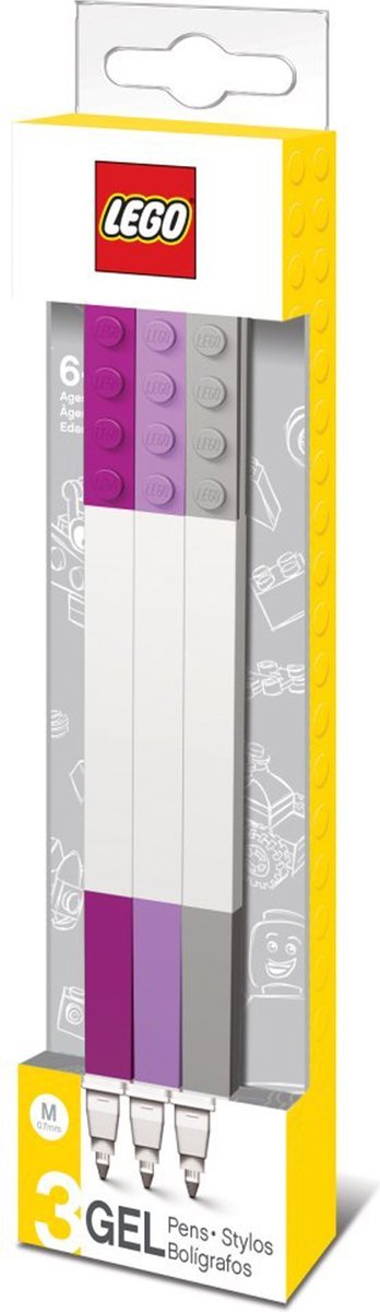 3x Gellpen (paars, roze, grijs) LEGO