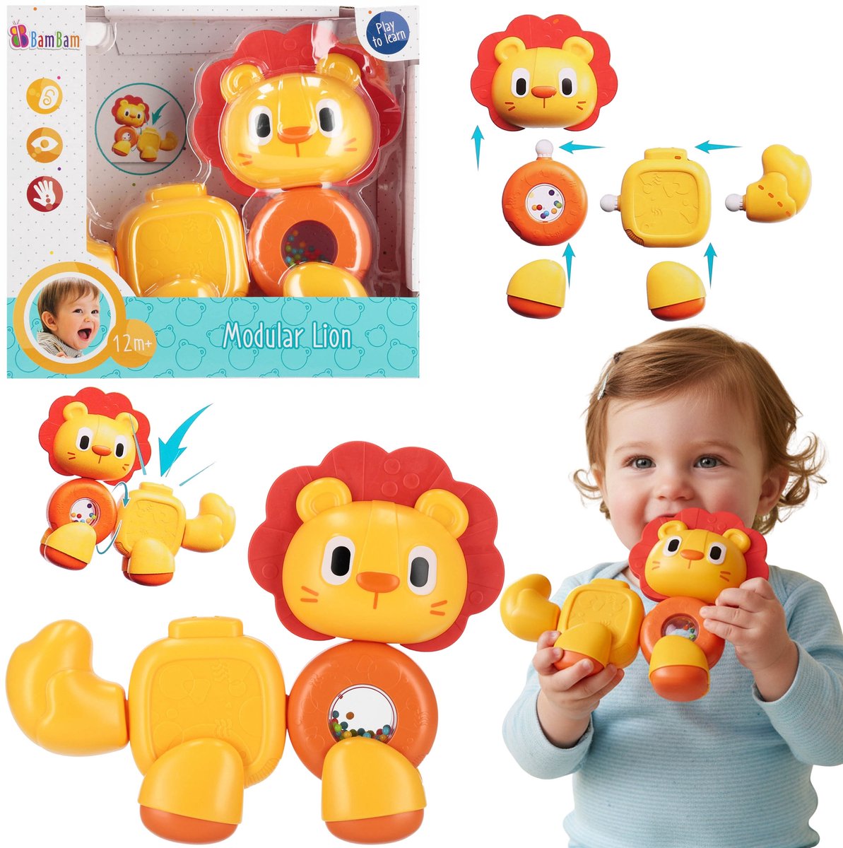 Bam Bam Modulaire speelgoed, LEEUWEN, creatief speelgoed voor kinderen 12m+
