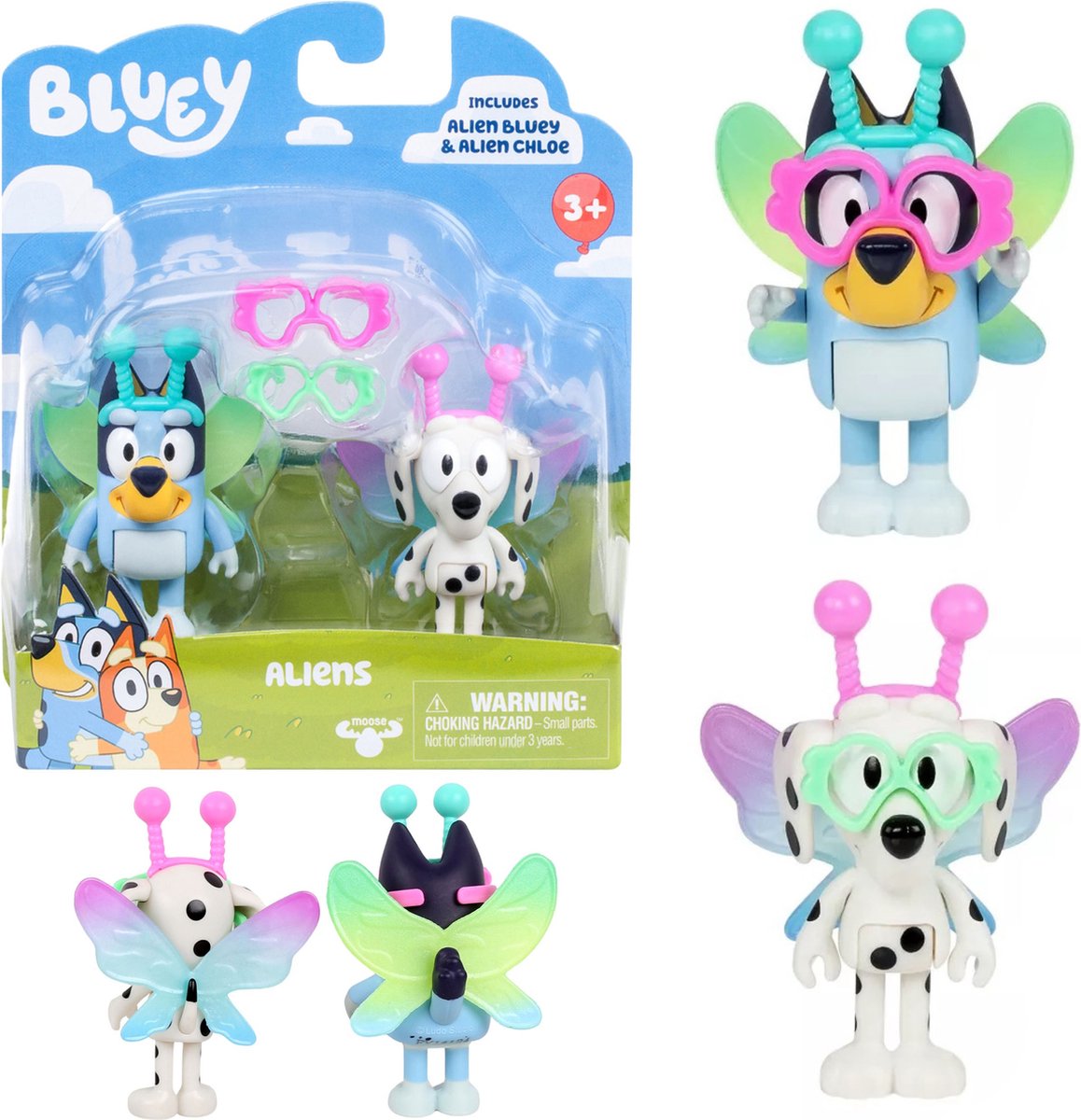 Bluey Alien Figuren Set Bluey en Chloe, figuren voor kinderen 3+