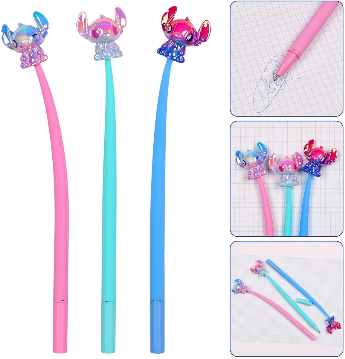 DISNEY Stitch Gelpen, silicone met figuur, blauwe inkt, uitwisbaar, school 0,7 mm