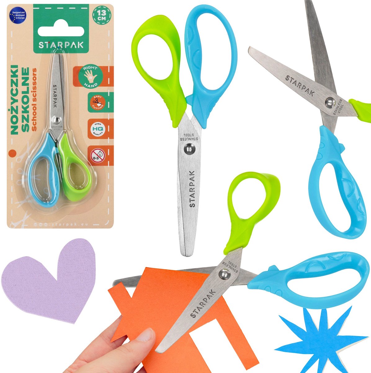 Kinderschaar VOOR RECHTSHANDIG, Geprofileerde schoolschaar, VEILIG voor kinderen 13 cm STARPAK