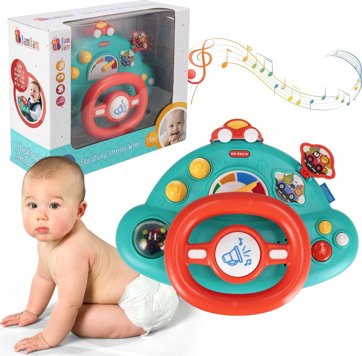 Muzikaal stuurwiel, educatief speelgoed voor kinderen 18m+ Bam Bam