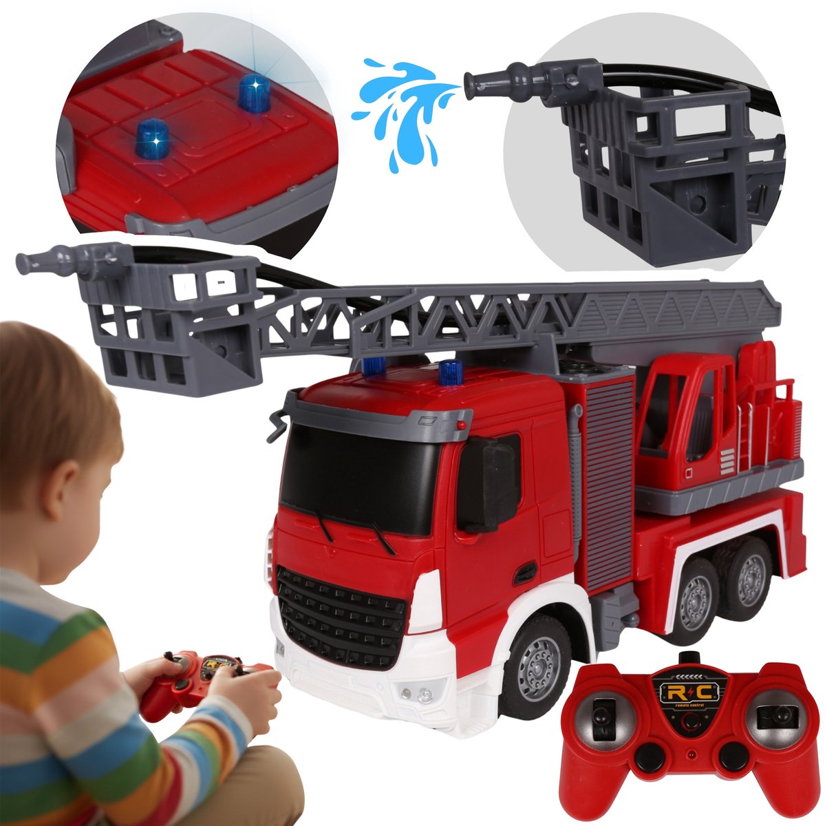 Op afstand bestuurbare BRANDWEER op afstandsbediening 1:24, Brandweerwagen met LED-verlichting en GELUID