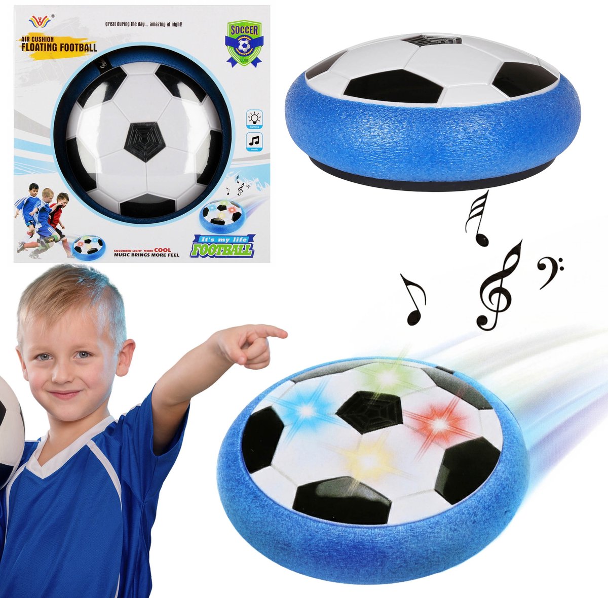 Zwevende bal, vliegende voetbal om thuis mee te spelen, lichtgevend, muzikaal 3+ MEGA CREATIVE