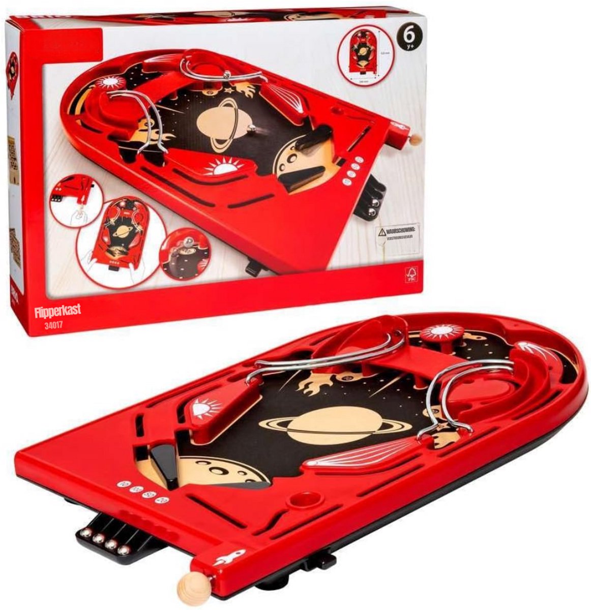 SCH® flipperkast - Flipperkast volwassenen - Flipperkast kinderen - Rood - 53cm x 34cm x 1cm