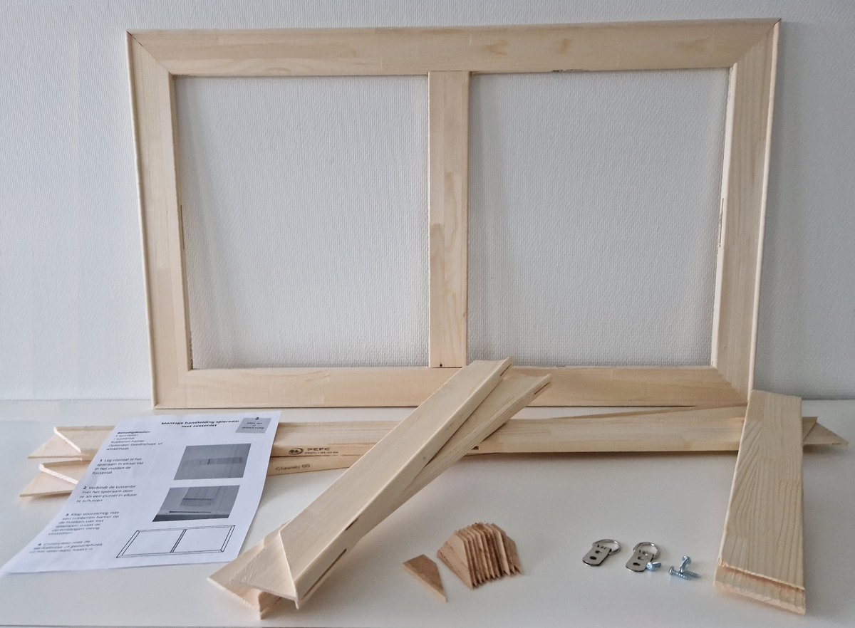 Brede opspanlatten voor schilderscanvas Spielat 65mm met verstevigingslat XXL Formaat 55x170cm Houten spanlatten met tussenlat voor Spanraam-Spieraam zonder doek Houtenframe voor schildersdoek, canvas of stof. Inclusief ophangbeugels