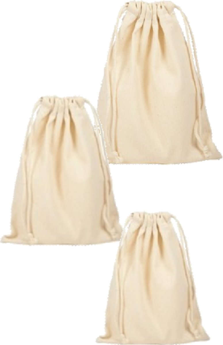 Shingyo Katoenen zakjes diversen maten - Product Maat: 20x30cm / Product Hoeveelheid: 50 st.