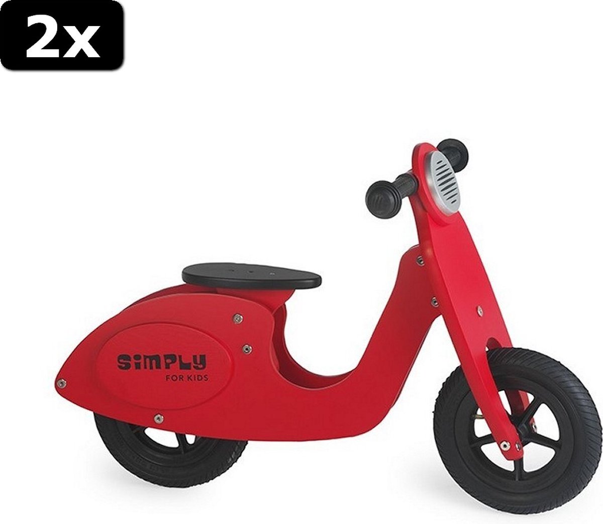 2x Simply for Kids Houten Loopscooter Rood