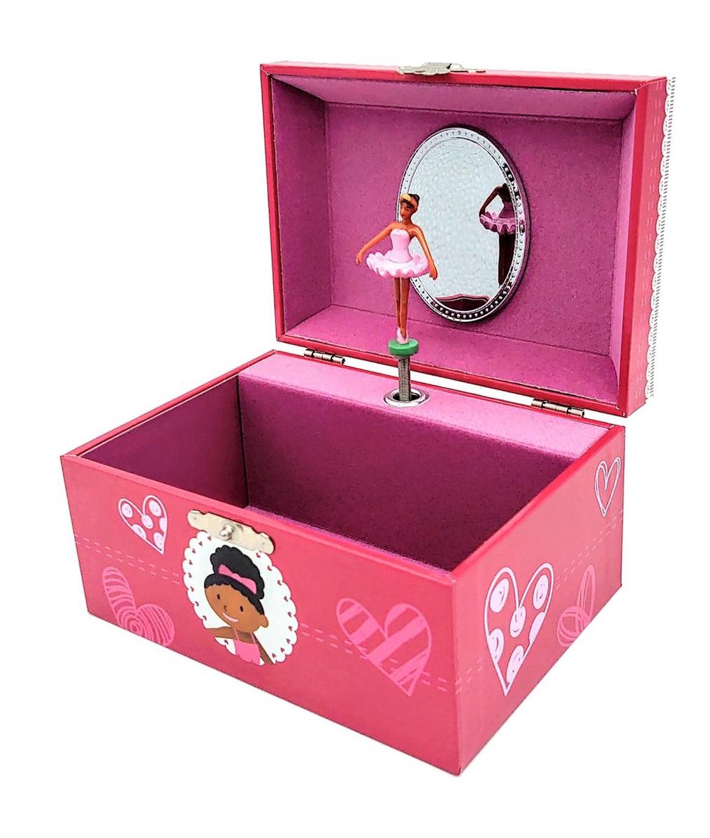   Donkere Ballerina - Sieradendoos voor Kinderen - Simply for Kids - Sieradendoosje met Dansende Ballerina