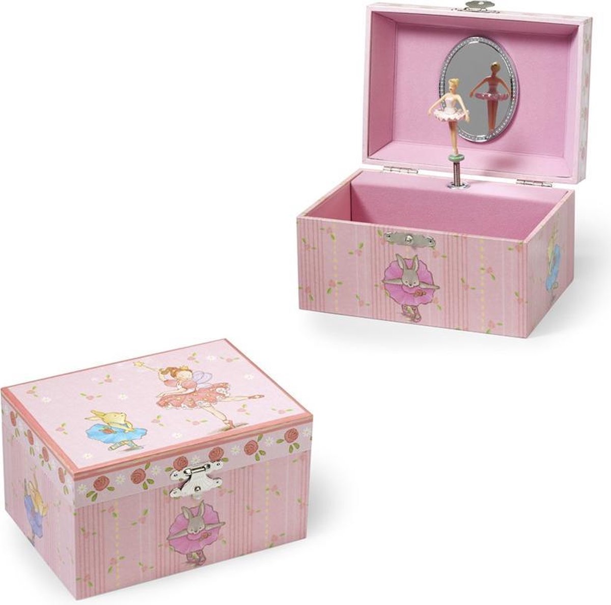   Konijntje en Danseres - Sieradendoos voor Kinderen - Simply for Kids - Sieradendoosje met Dansende Ballerina - Roze