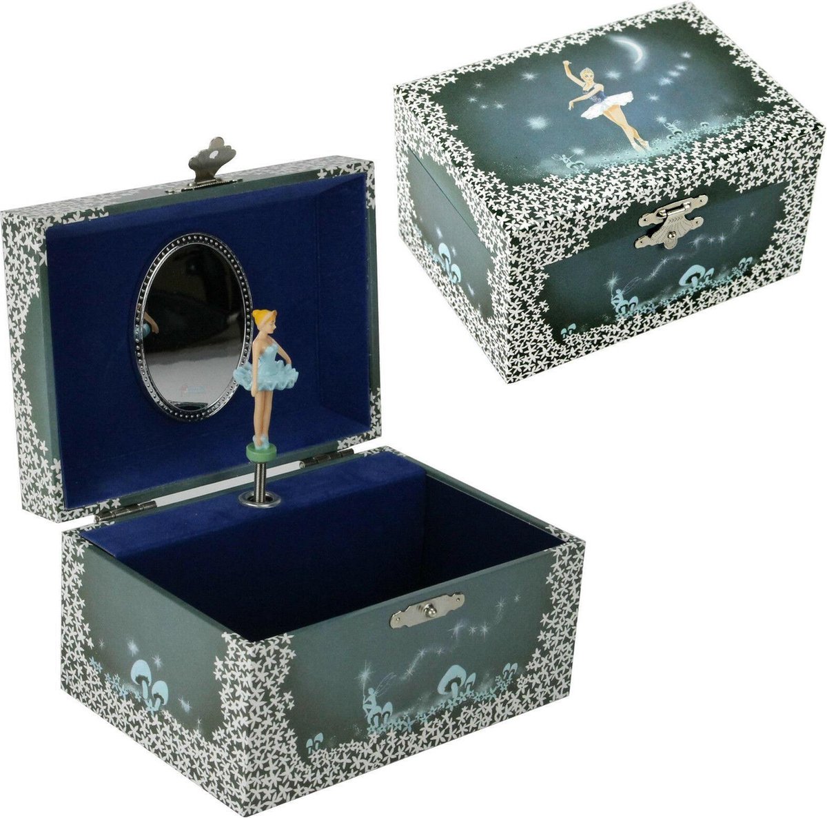 Sieradendoos Ballet -   met Dansende Ballerina - Blauw