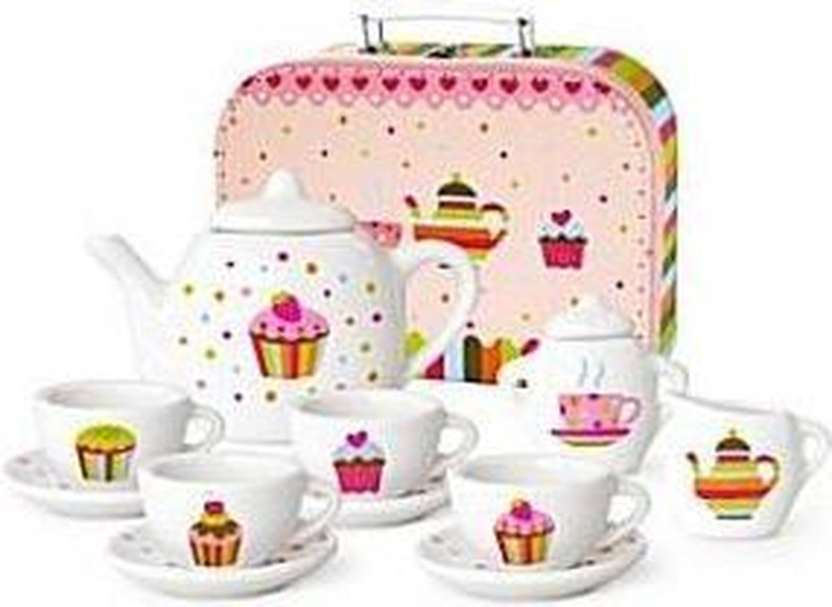Simply for Kids Porseleinen Theeservies Cupcake met Koffertje