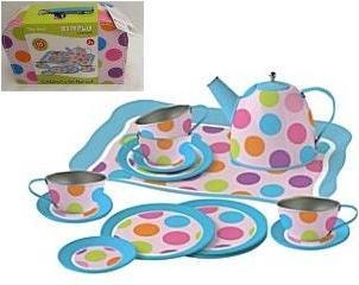 Simply for Kids Tinnen Theeservies Confetti met Koffertje