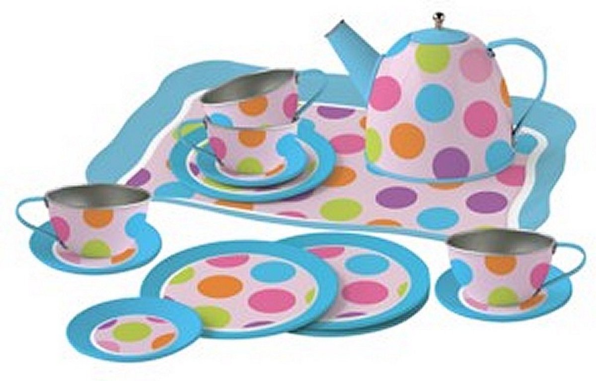 Simply for Kids Tinnen Theeservies Confetti met Koffertje
