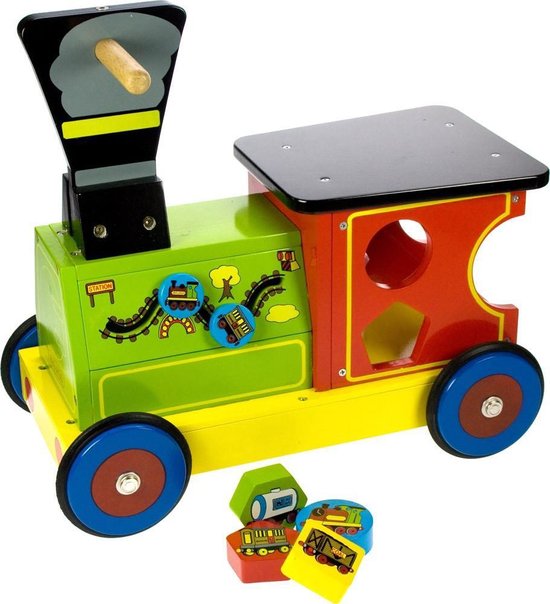 Houten Loop en Sorteerwagen Trein