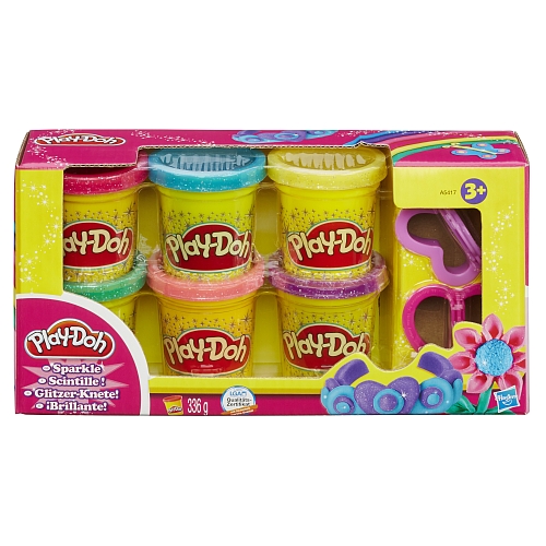 Play-doh - glitterklei 6 stuks
