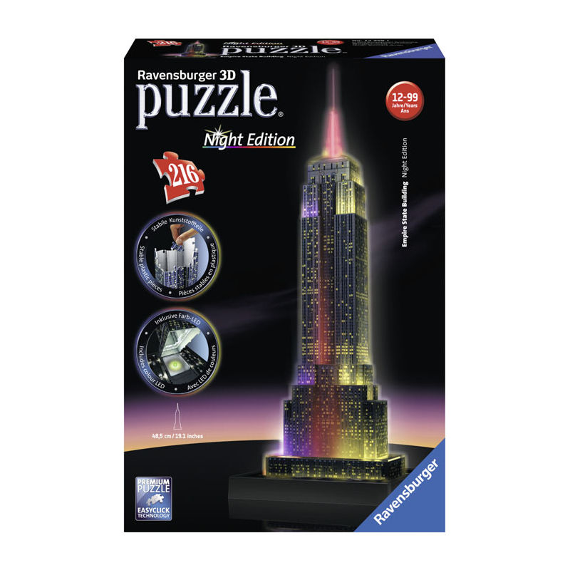 Ravensburger 3D Puzzel Empire State Building bij Nacht 216 stukjes