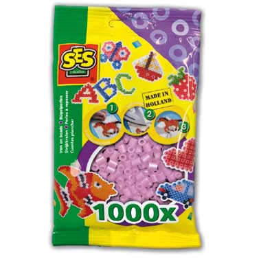 SES Creative strijkkralen - paarlemoer roze - 1000 kralen